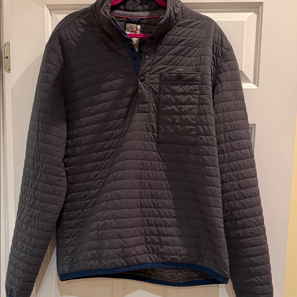 Men's Charcoal Quilted Pullover Jacket